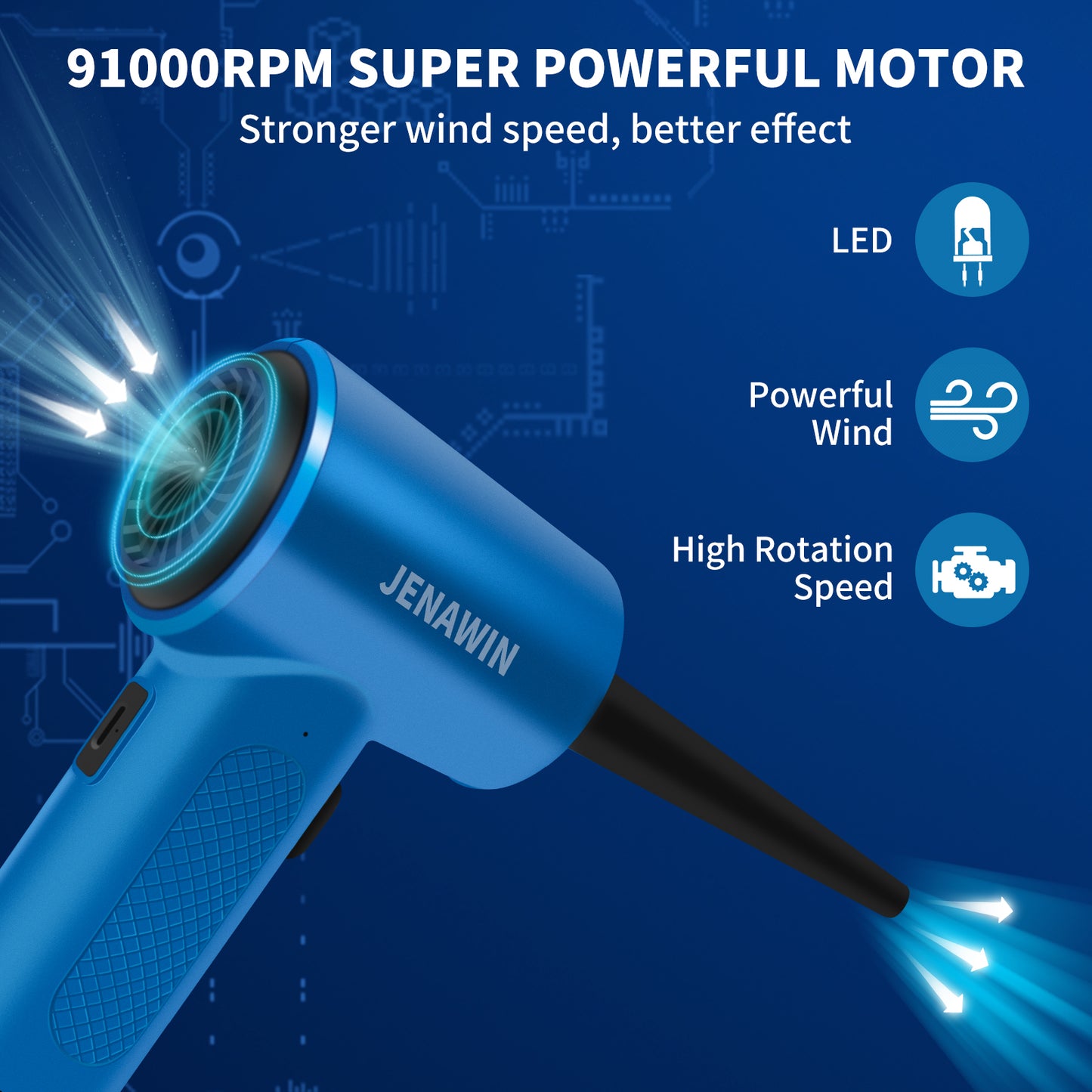 Compressed-air-Duster-91000RPM-Keyboard-Cleaner - Good Replace Compressed air can - Reusable no Canned air Duster - car Duster - pc Duster Electric air Duster - Compressed air for Computer 8000mAh