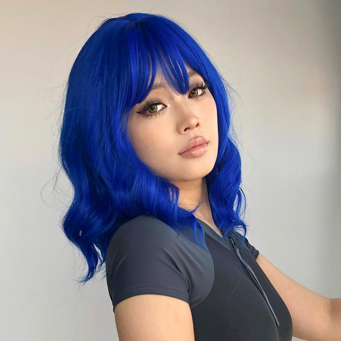WL1006-4 14 Inch blue with bangs wigs Bob Wigs for Women
