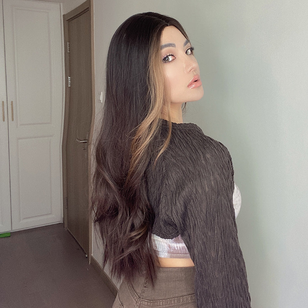 LC6155-1 26 inch Long curly wigs brown and blonde highlight wigs women's wigs for daily or cosplay use