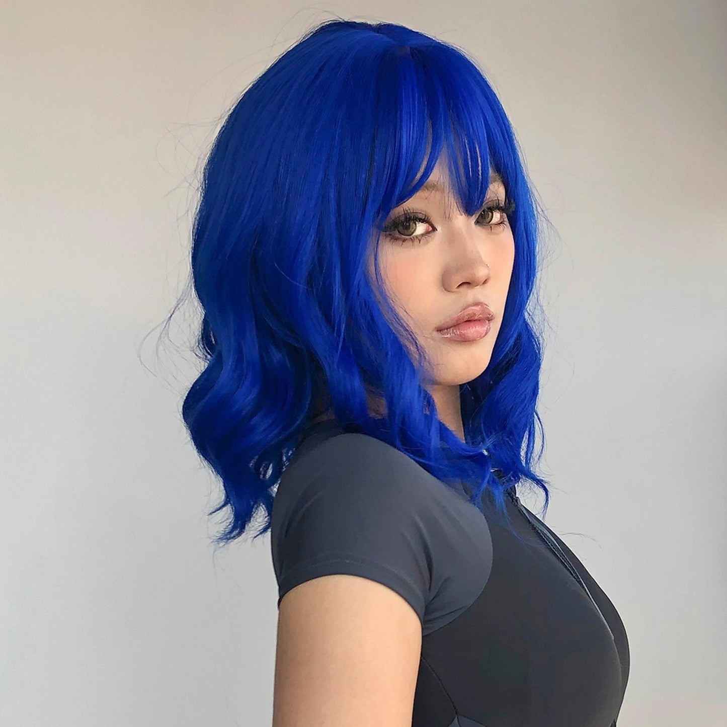WL1006-4 14 Inch blue with bangs wigs Bob Wigs for Women