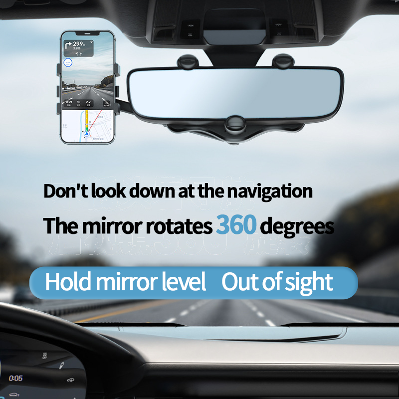 Phone Mount for Car, Rear View Mirror Phone Holder, Rotatable and Retractable Car Phone Holder Mount Rearview Mirror Phone Holder for Car Compatible