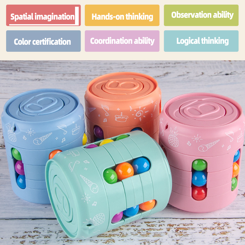 Rotating Cans Magic Bean Cube Fingertip Toys, Spinner Rotating Toys Reliever Stress Toys, Anxiety Relief Learning & Education Toys