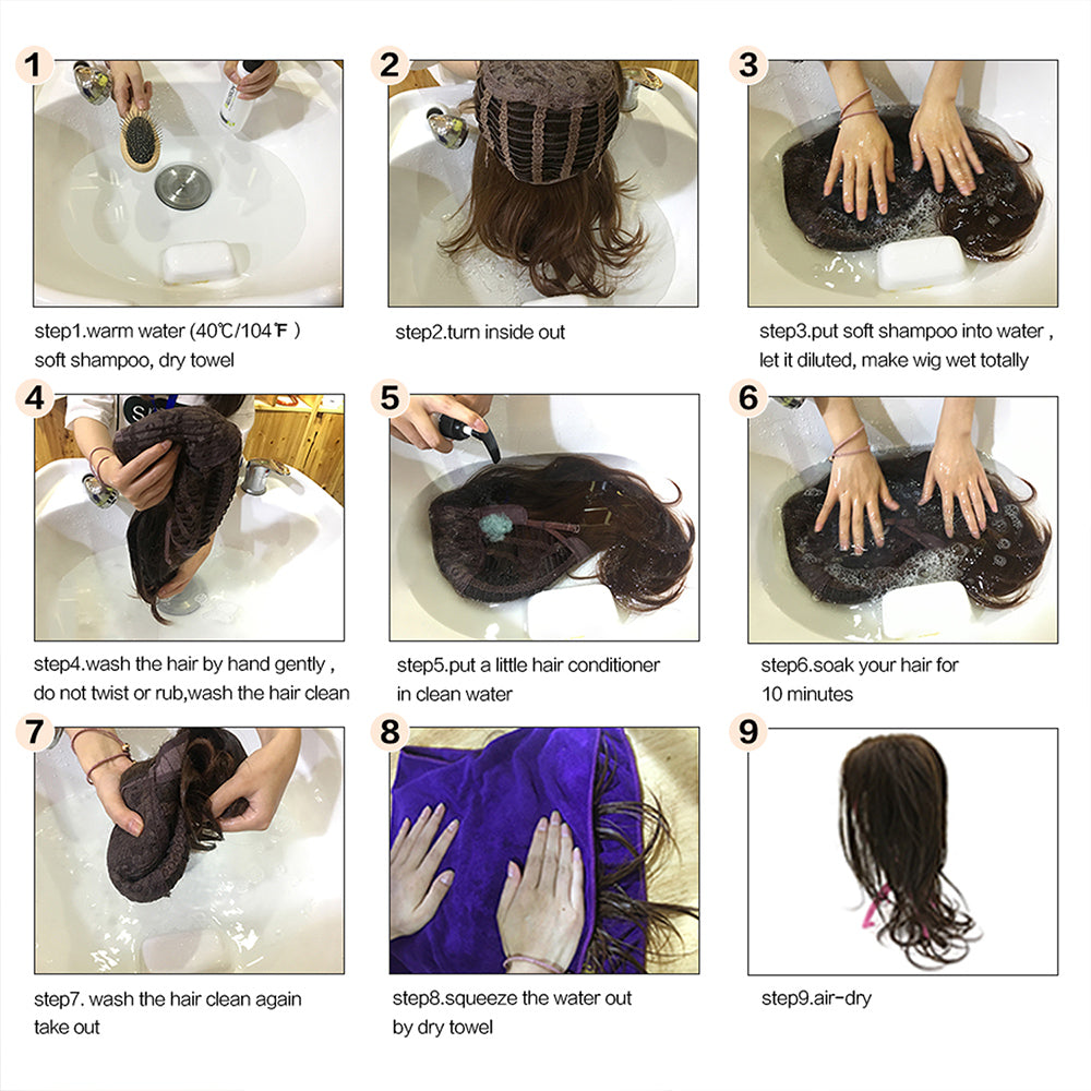 WL1113-3 26 Inches Long Curly Brown Wigs with Bangs and Black Roots Synthetic Wigs Women's Wigs for Daily or Cosplay Use