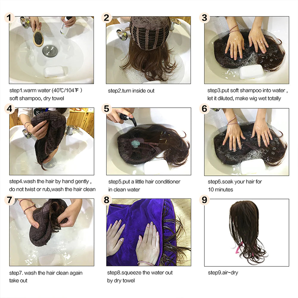 LC2068-4 22 Inch-long deep brown straight wigs with bangs wigs for women