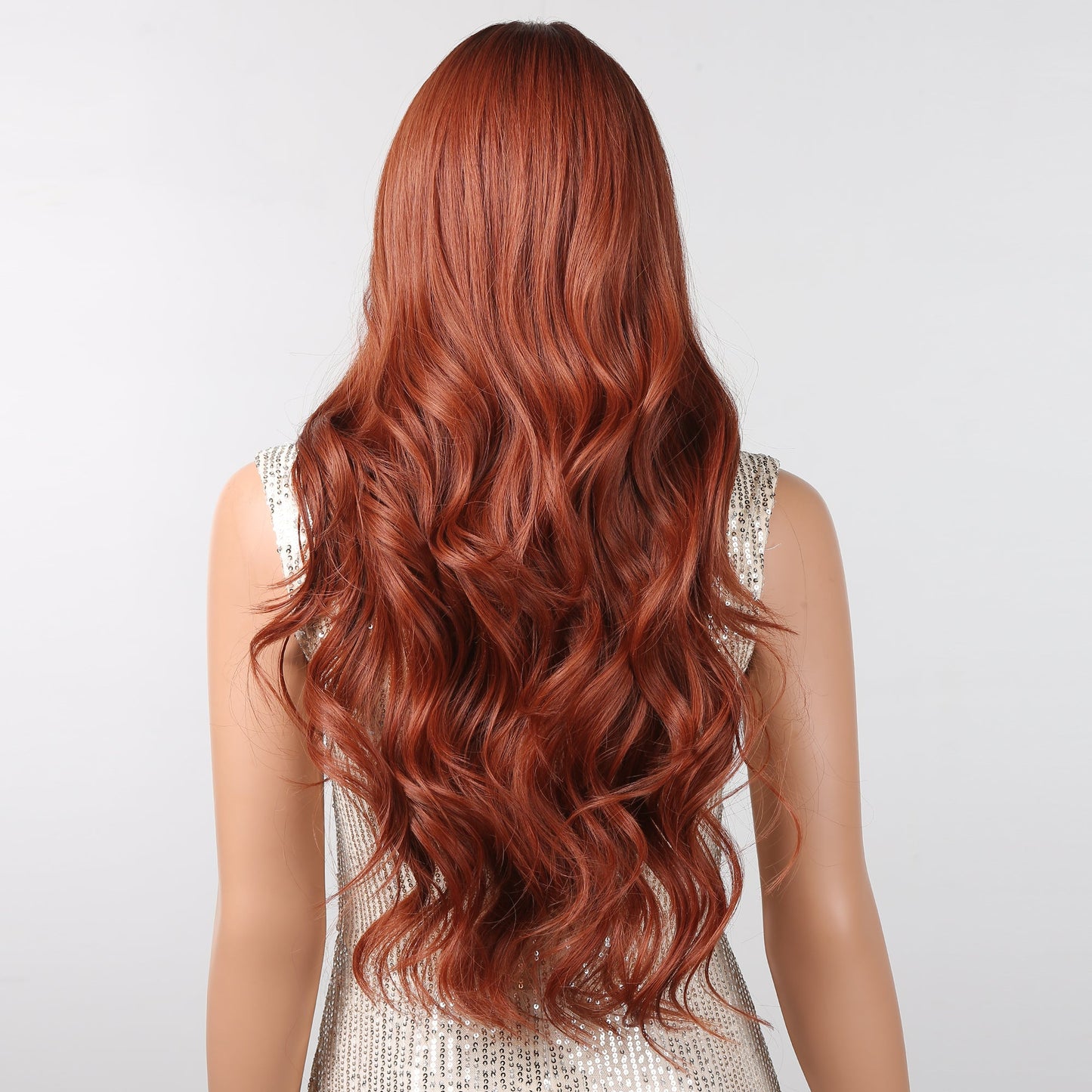 LC2097-2 30 Inch brown long curly wigs with bangs wigs for women