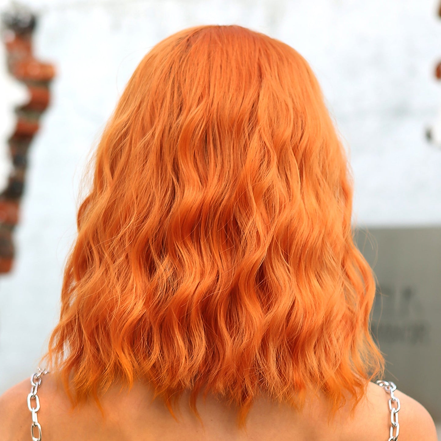 WL1006-1 16 Inch Orange Wavy Bob wigs for Women