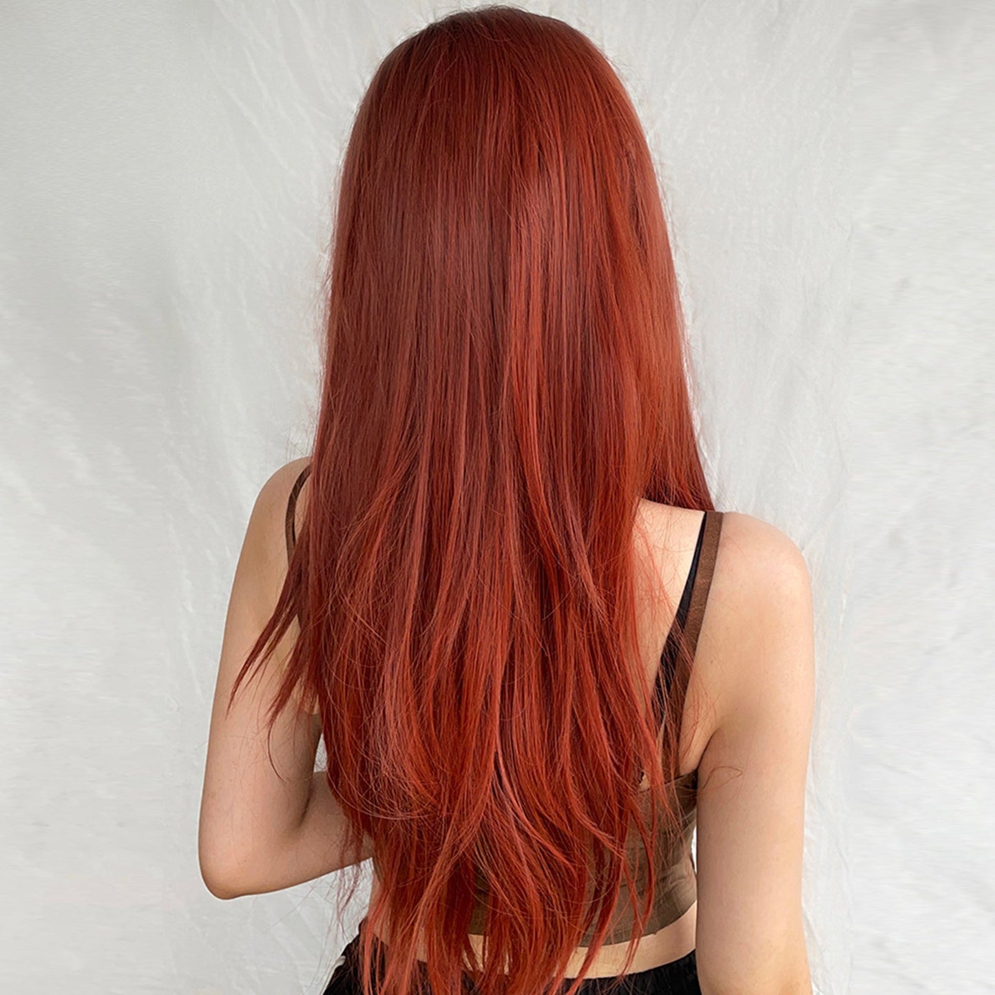 WL1046-1 28 Inch Brown Ombre Red Long Straight wigs for Women