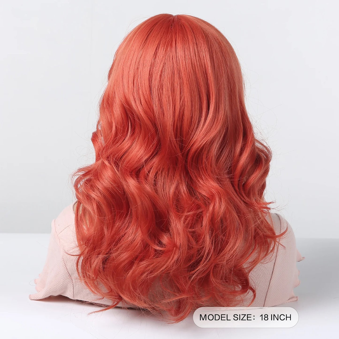 WL1048-2 18 Inches Long Curly Red Wigs with Bnags Synthetic Wigs Women's Wigs for Daily or Cosplay Use