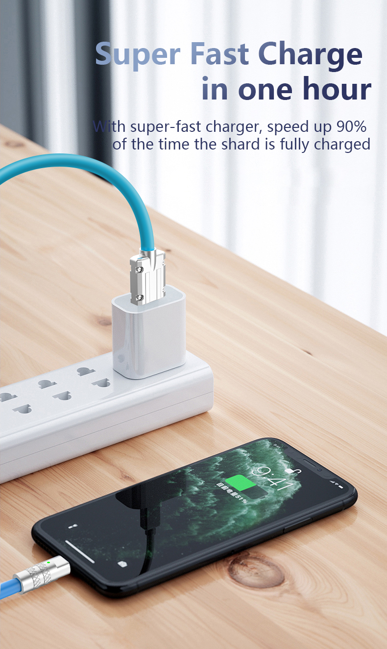 Quick Charging Cable Liquid Indicator 180-degree Rotation Quick Charging Cable, Reusable Compatible Mobile Phone Tablet