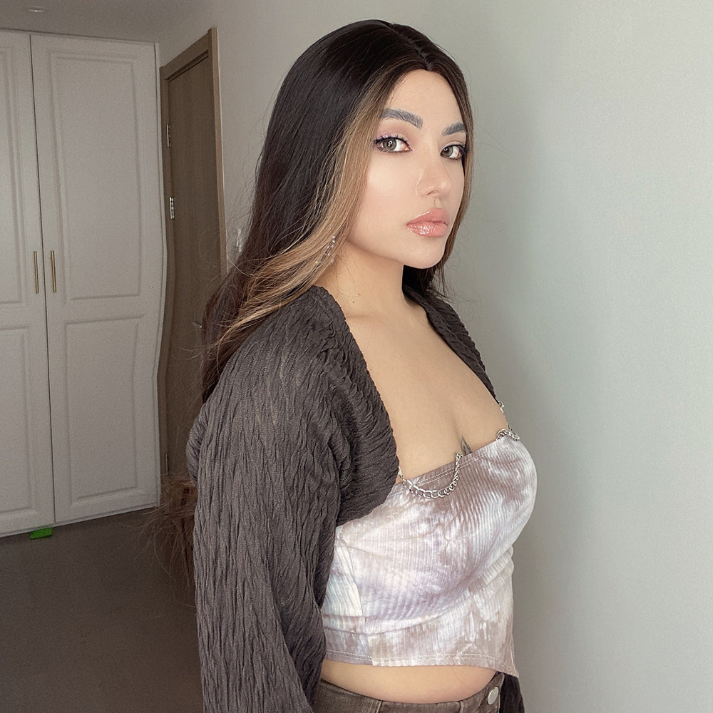 LC6155-1 26 inch Long curly wigs brown and blonde highlight wigs women's wigs for daily or cosplay use