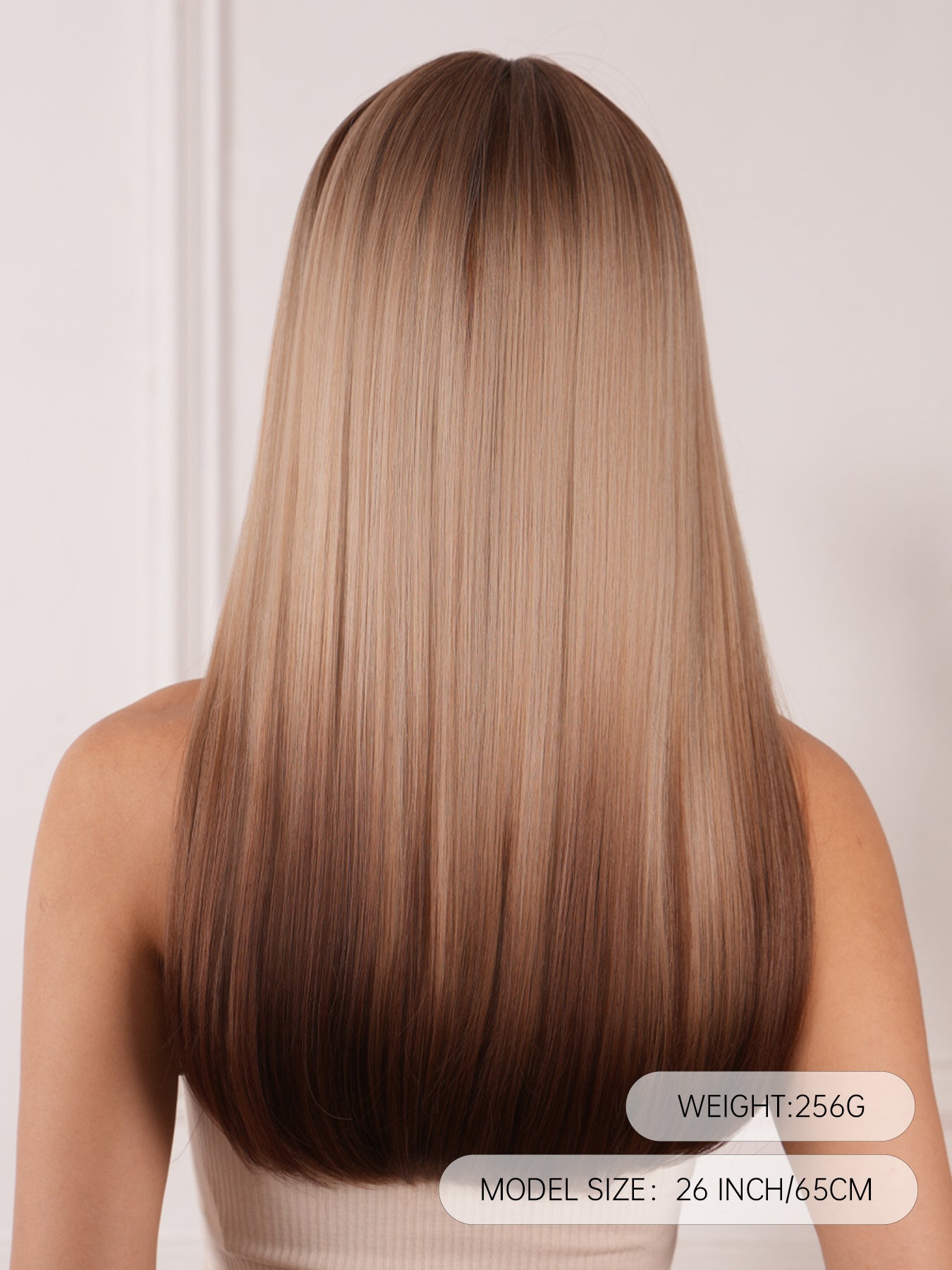 LC2104-1 24 Inches Long Straight Champagne Wigs with Bangs Synthetic Wigs Women's Wigs for Daily or Cosplay Use