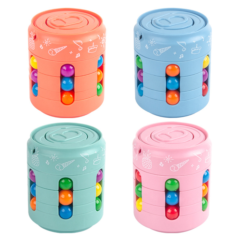 Rotating Cans Magic Bean Cube Fingertip Toys, Spinner Rotating Toys Reliever Stress Toys, Anxiety Relief Learning & Education Toys