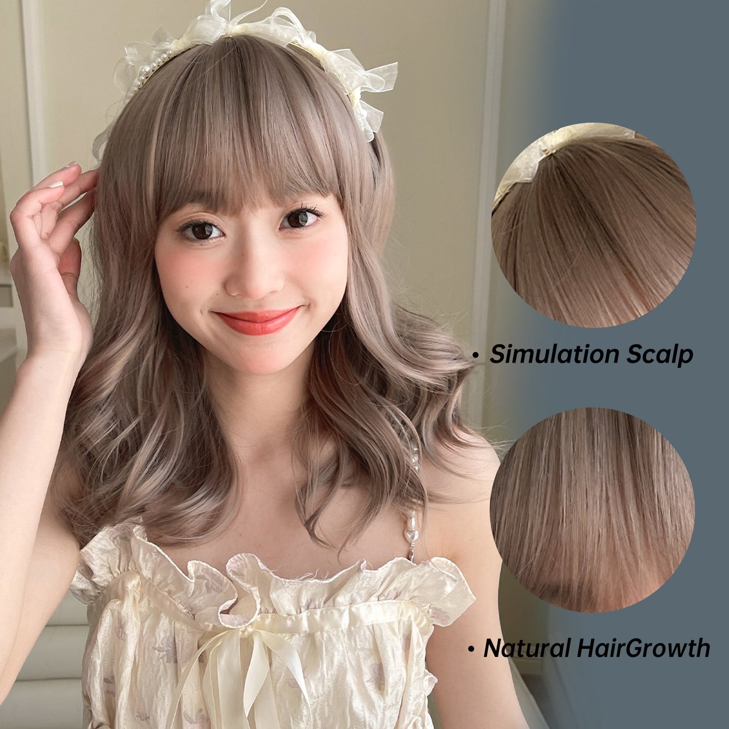 WL1132-1 18 Inches Long Curly Platinum Wigs with Bangs