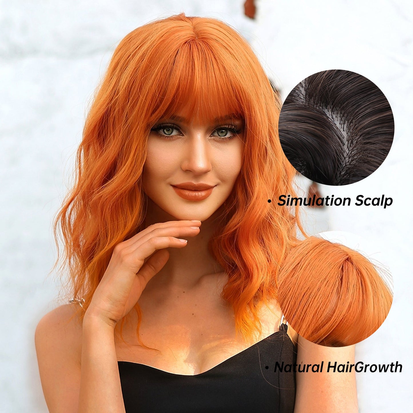 WL1006-1 16 Inch Orange Wavy Bob wigs for Women