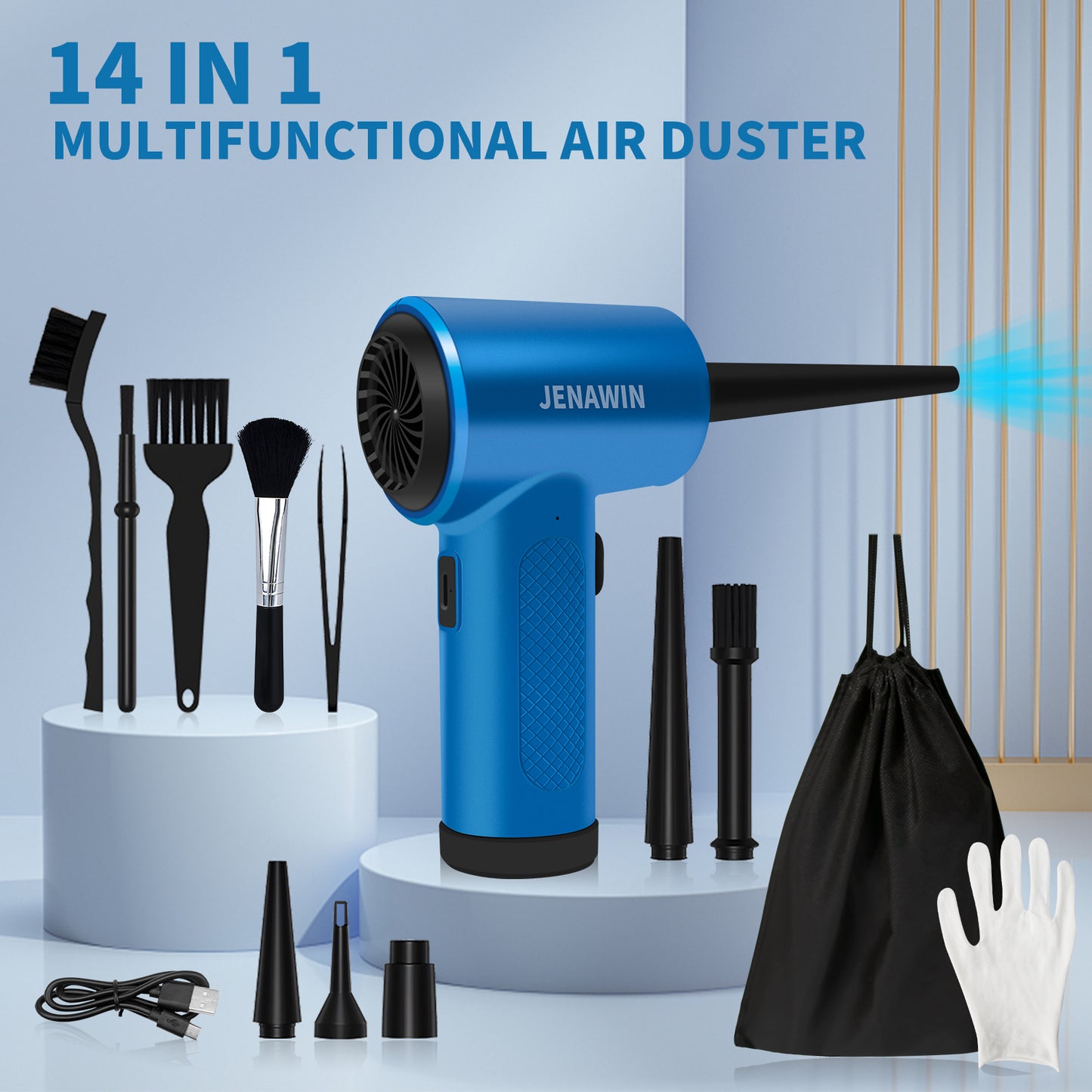 Compressed-air-Duster-91000RPM-Keyboard-Cleaner - Good Replace Compressed air can - Reusable no Canned air Duster - car Duster - pc Duster Electric air Duster - Compressed air for Computer 8000mAh
