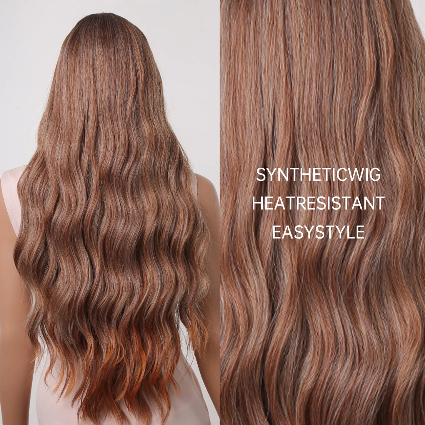 LC2059-1 30 inch Long Brown Mixed Gray Wavy Wig for Women