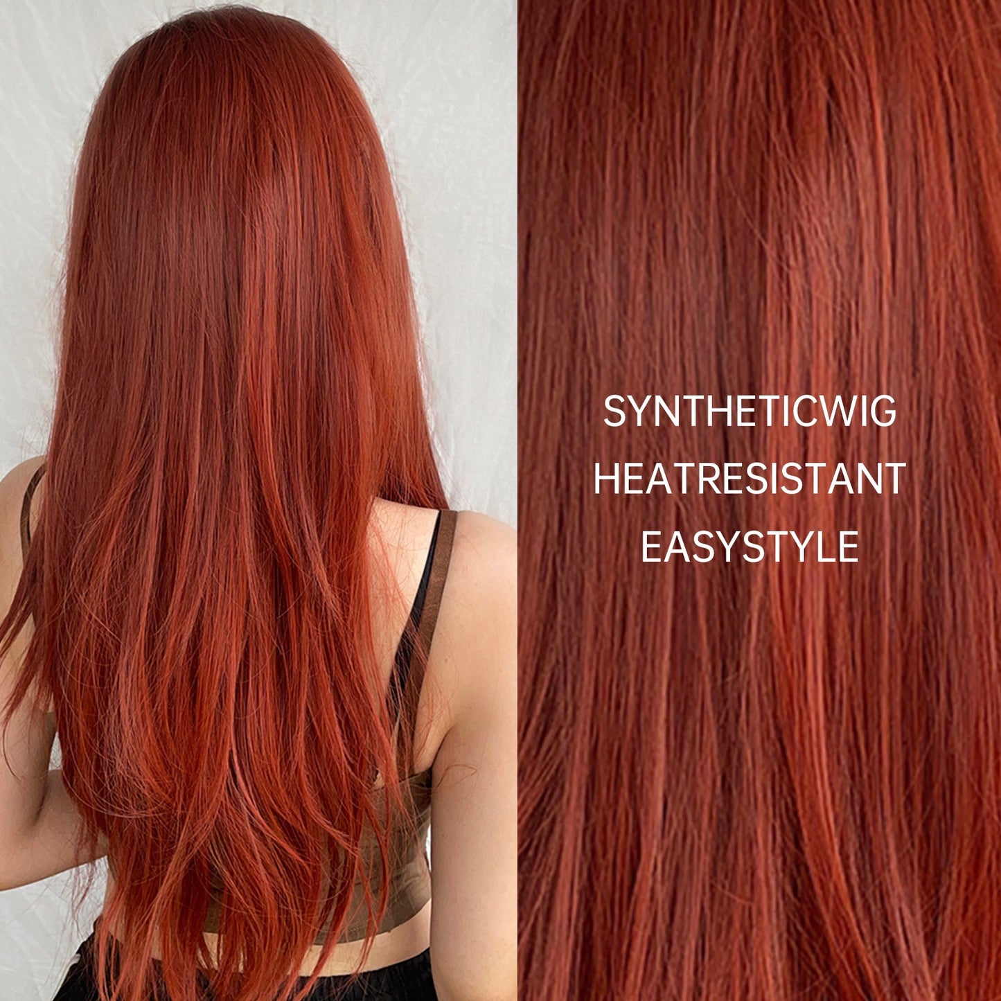 WL1046-1 28 Inch Brown Ombre Red Long Straight wigs for Women
