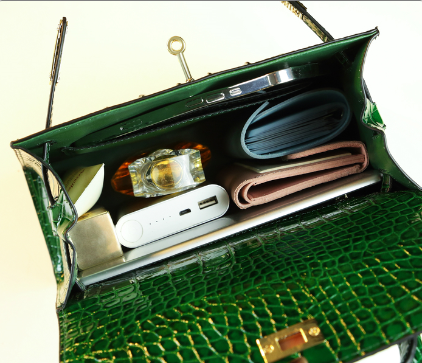 WB-0010/ Crocodile Embossed Leather With Laces Crossbody Bag