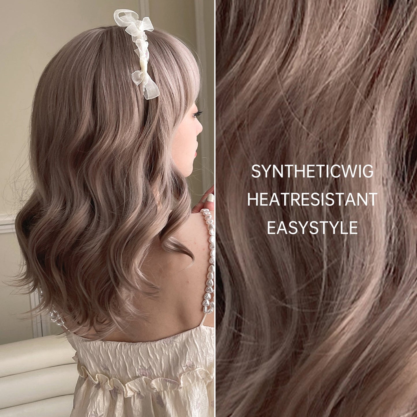 WL1132-1 18 Inches Long Curly Platinum Wigs with Bangs