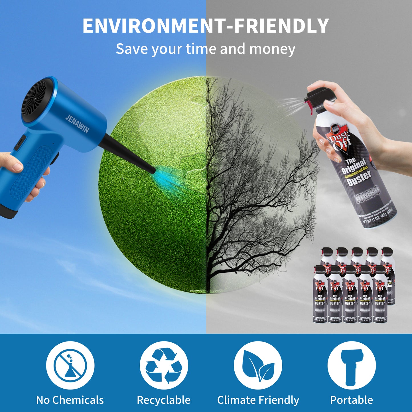 Compressed-air-Duster-91000RPM-Keyboard-Cleaner - Good Replace Compressed air can - Reusable no Canned air Duster - car Duster - pc Duster Electric air Duster - Compressed air for Computer 8000mAh