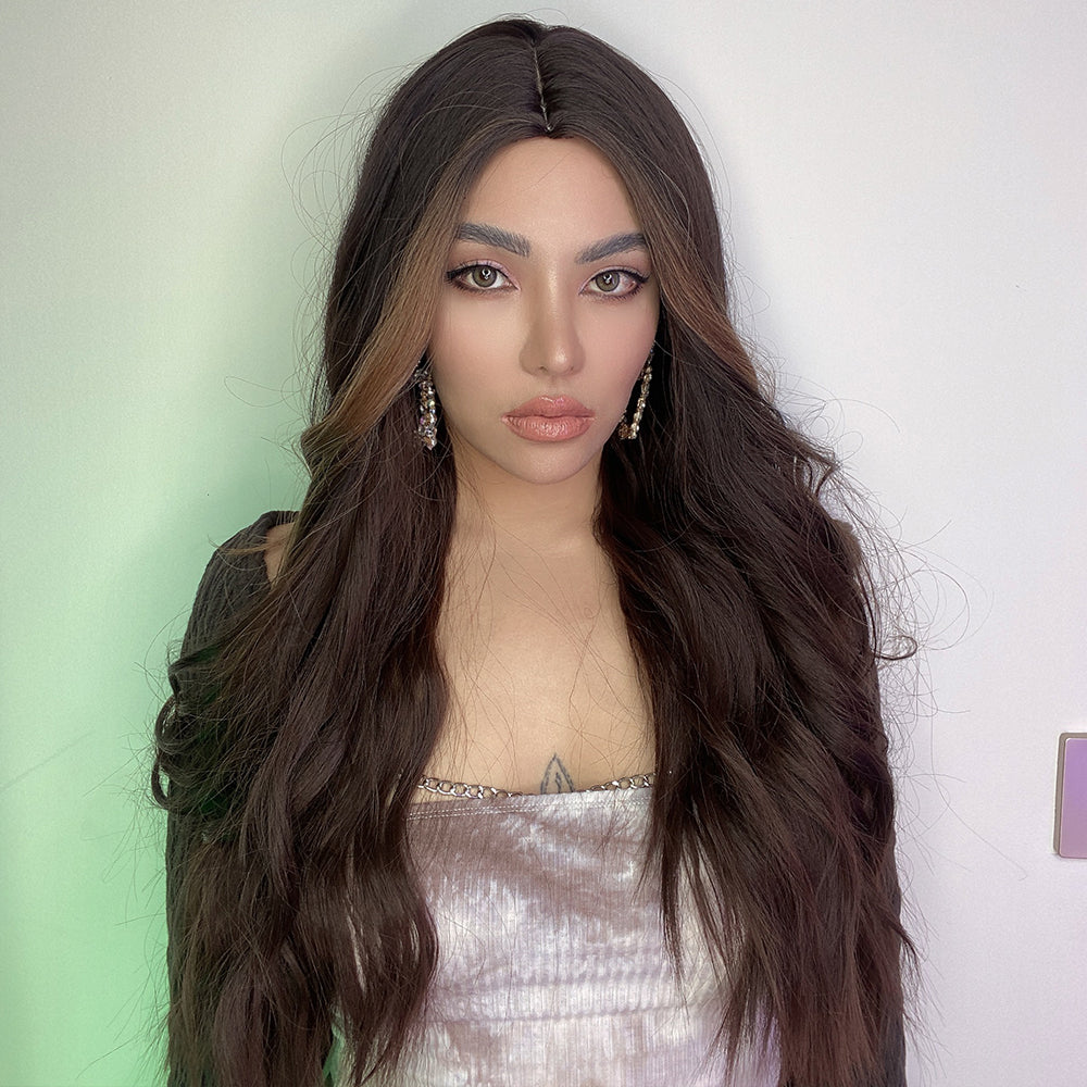 LC6155-1 26 inch Long curly wigs brown and blonde highlight wigs women's wigs for daily or cosplay use