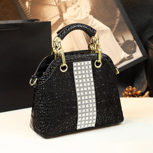 WB-0001/ Crocodile embossed leather With Laces Crossbody Bag