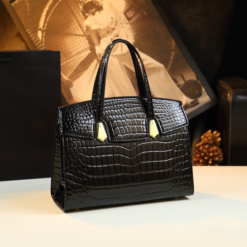 WB-0013/ Crocodile Embossed Leather Crossbody Bag