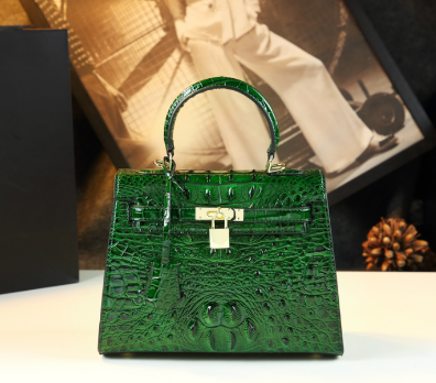 WB-0010/ Crocodile Embossed Leather With Laces Crossbody Bag