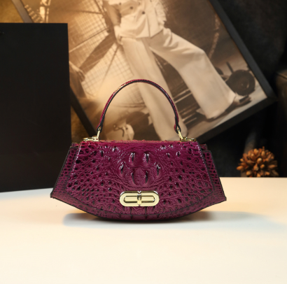 WB-0003/ Crocodile Embossed Leather Crossbody Bag