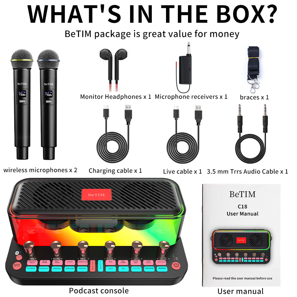 Podcast Equipment Bundle, Audio Interface Audio Mixer & Recording Accessories Podcast Kit with 3.5mm Microphone Perfect for Recording,Live Streaming,Gaming,Compatible with PC,Smartphone,Play Station