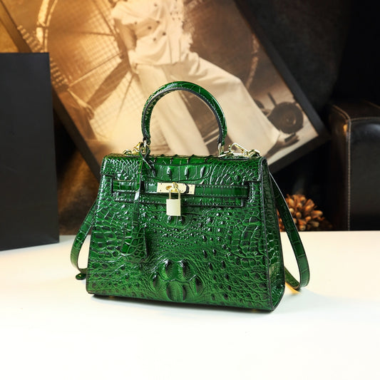 WB-0010/ Crocodile Embossed Leather With Laces Crossbody Bag