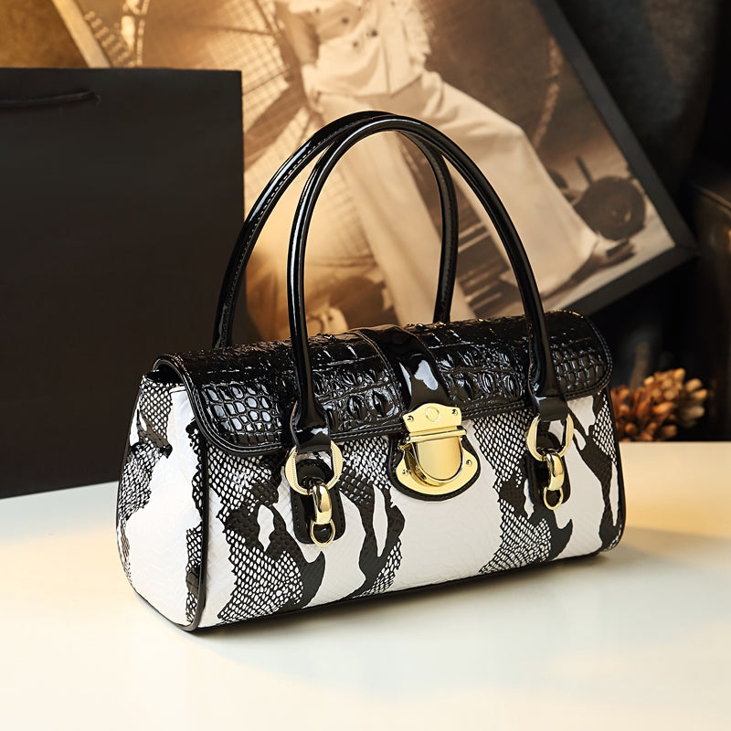 WB-0018/ Crocodile Embossed Leather Crossbody Bag