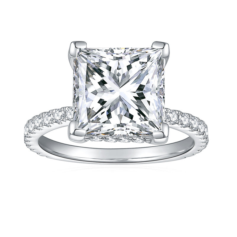 "FR-0004 5CT Square Modified Moissanite Rings/ 925 Sterling Silver/ D Color Ideal Cut/ VVS1 Clarity/Best Anniversary Gift/ Suits Every Occasion "
