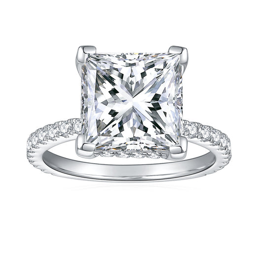 "FR-0004 5CT Square Modified Moissanite Rings/ 925 Sterling Silver/ D Color Ideal Cut/ VVS1 Clarity/Best Anniversary Gift/ Suits Every Occasion "