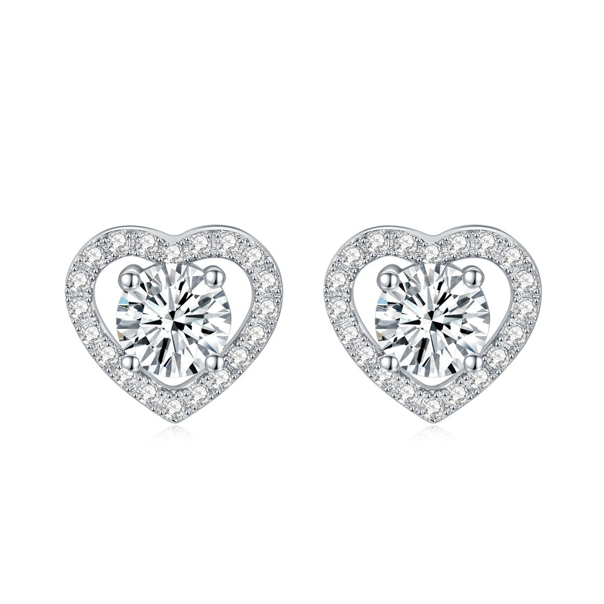 "FE-0003  0.5CT Round Brilliant Cut Heart Moissanite Stud Earrings/ 925 Sterling Silver/ D Color Ideal Cut/ VVS1 Clarity/Best Anniversary Gift/ Suits Every Occasion"