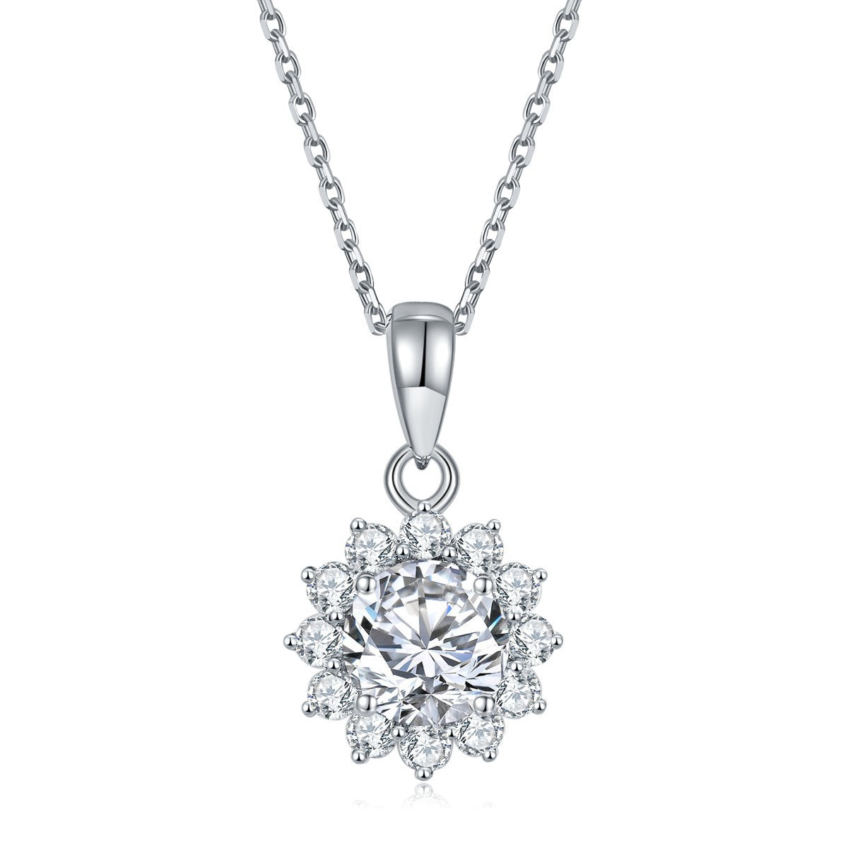 "FN-0003 2CT Round Brilliant Cut Moissanite Necklace/ 925 Sterling Silver/ D Color Ideal Cut/ VVS1 Clarity/Best Anniversary Gift/ Suits Every Occasion"