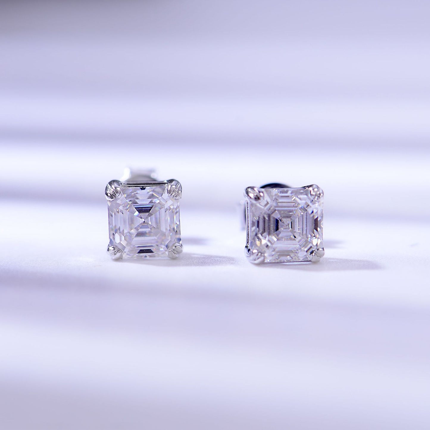 "FE-0034 2CT Square Modified Moissanite Stud Earrings/ 925 Sterling Silver/ D Color Ideal Cut/ VVS1 Clarity/Best Anniversary Gift/ Suits Every Occasion"