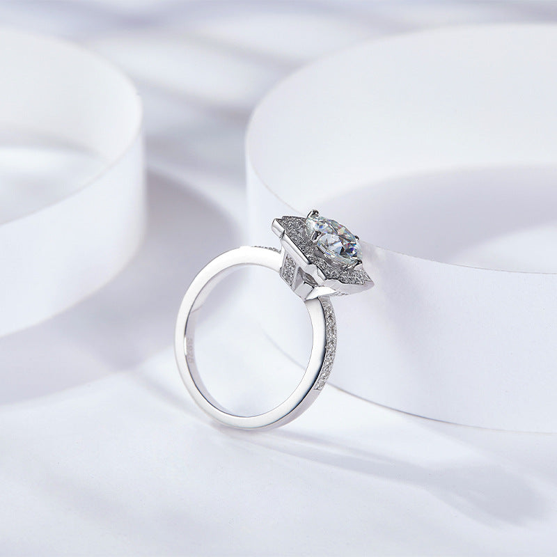 "FR-0007 1CT Round Brilliant Cut Moissanite Rings/ 925 Sterling Silver/ D Color Ideal Cut/ VVS1 Clarity/Best Anniversary Gift/ Suits Every Occasion"