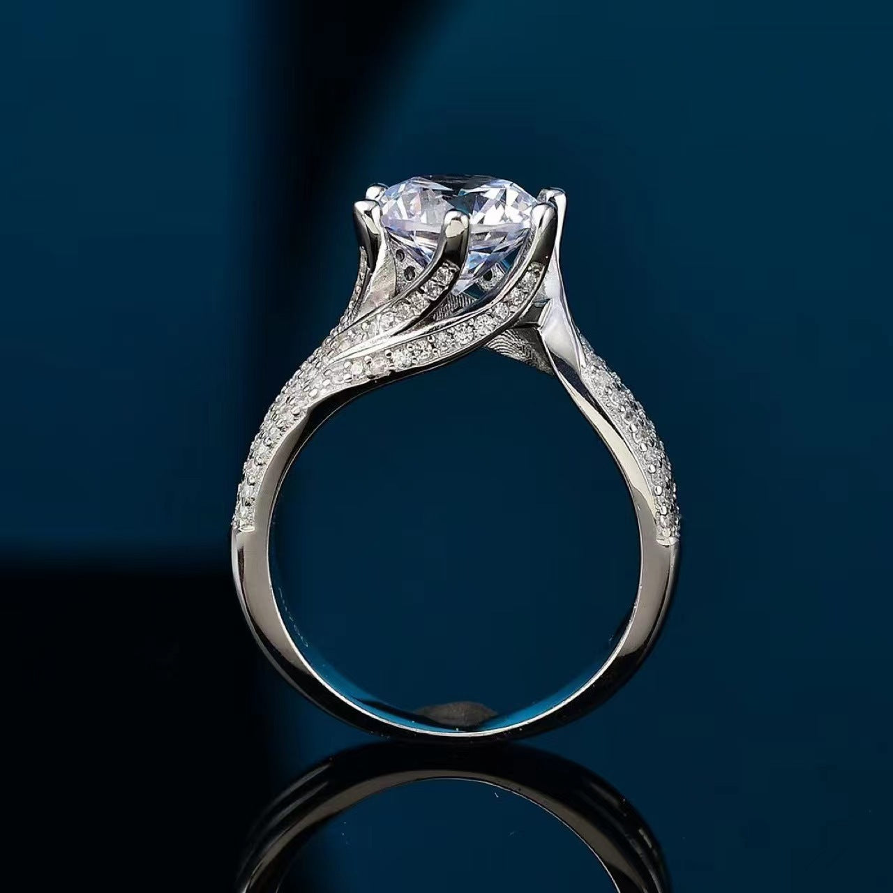 "FR-0015 5CT Round Brilliant Cut Moissanite Rings/ 925 Sterling Silver/ D Color Ideal Cut/ VVS1 Clarity/Best Anniversary Gift/ Suits Every Occasion "