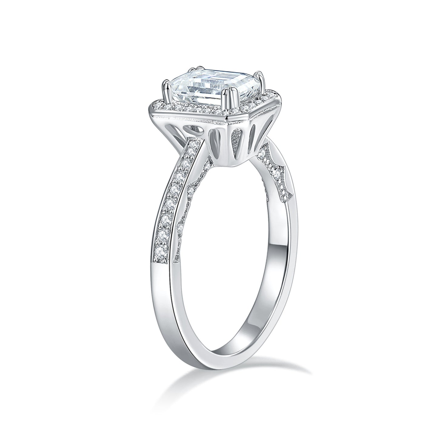 "FR-0013 1.25CT Emeral Cut Moissanite Rings/ 925 Sterling Silver/ D Color Ideal Cut/ VVS1 Clarity/Best Anniversary Gift/ Suits Every Occasion"