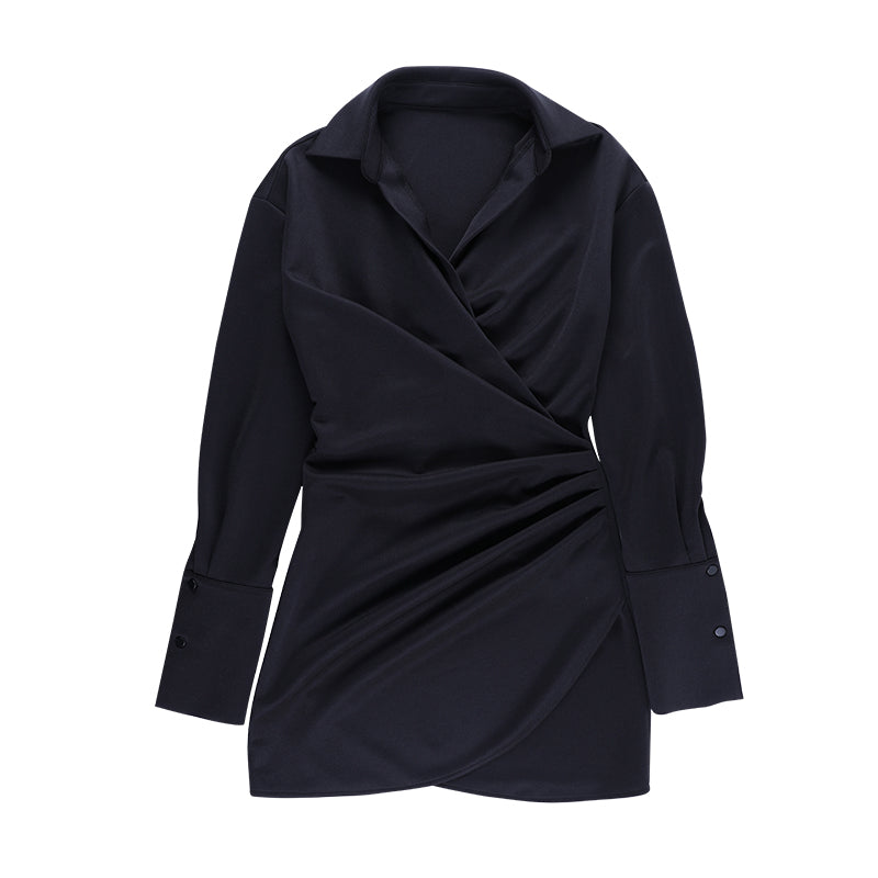 Sexy European and American long-sleeved irregular skirt ins winter new hot girl temperament black dress