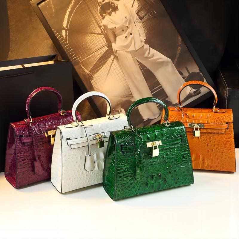 WB-0010/ Crocodile Embossed Leather With Laces Crossbody Bag