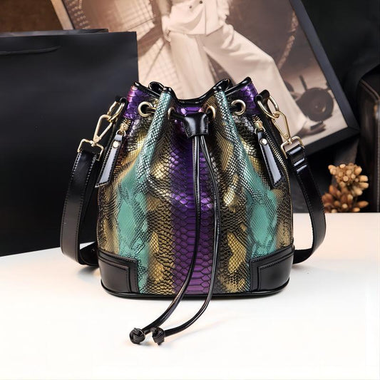 WB-0016/ Crocodile Embossed Leather Crossbody Bag