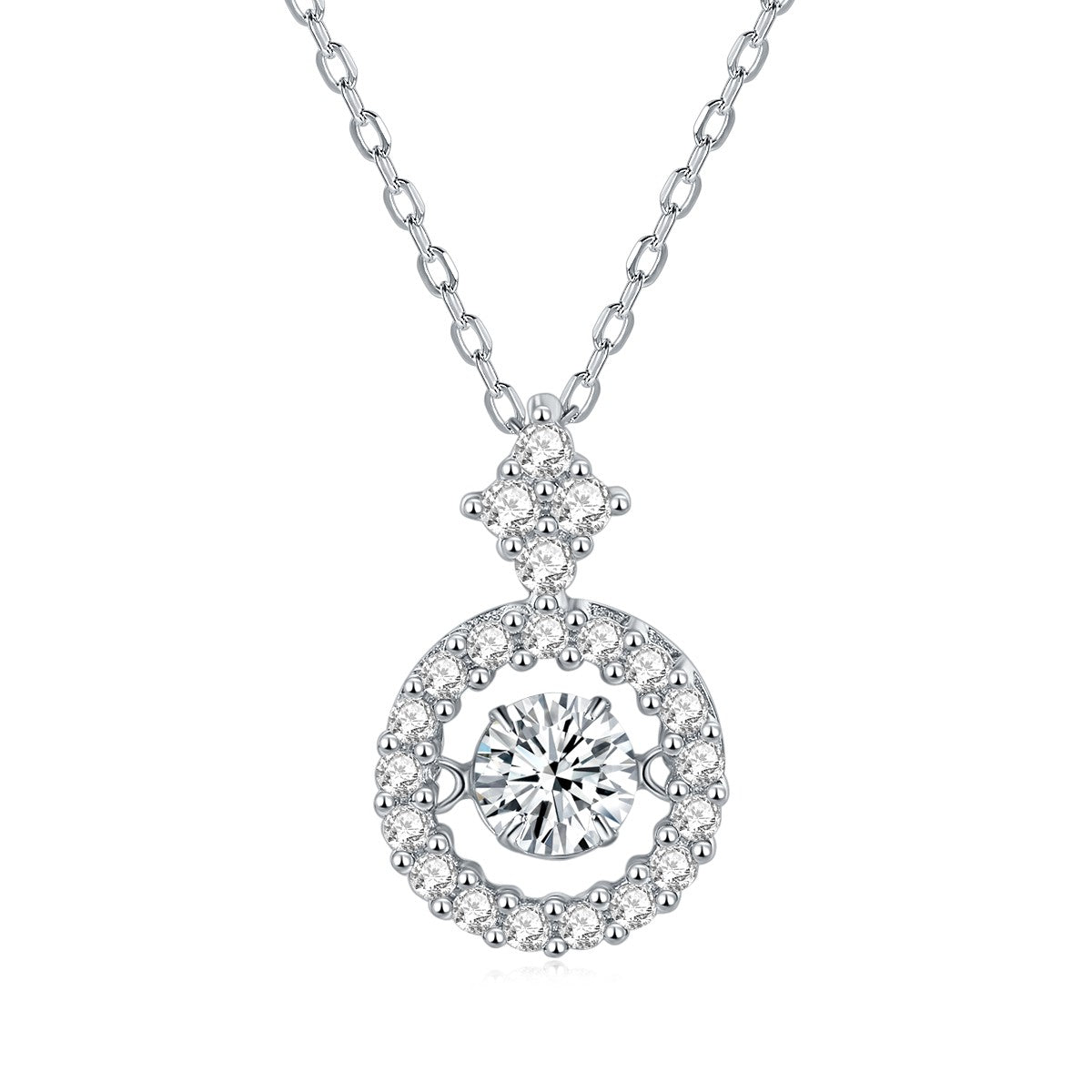 "FN-0038 1CT Round Brilliant Cut Moissanite Necklace/ 925 Sterling Silver/ D Color Ideal Cut/ VVS1 Clarity/Best Anniversary Gift/ Suits Every Occasion"