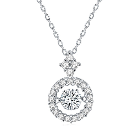 "FN-0038 1CT Round Brilliant Cut Moissanite Necklace/ 925 Sterling Silver/ D Color Ideal Cut/ VVS1 Clarity/Best Anniversary Gift/ Suits Every Occasion"