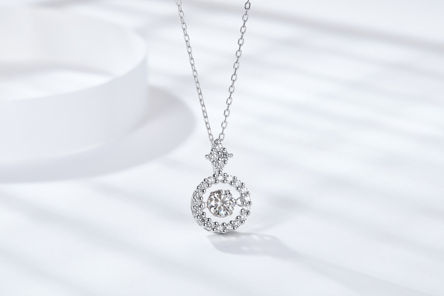 "FN-0038 1CT Round Brilliant Cut Moissanite Necklace/ 925 Sterling Silver/ D Color Ideal Cut/ VVS1 Clarity/Best Anniversary Gift/ Suits Every Occasion"