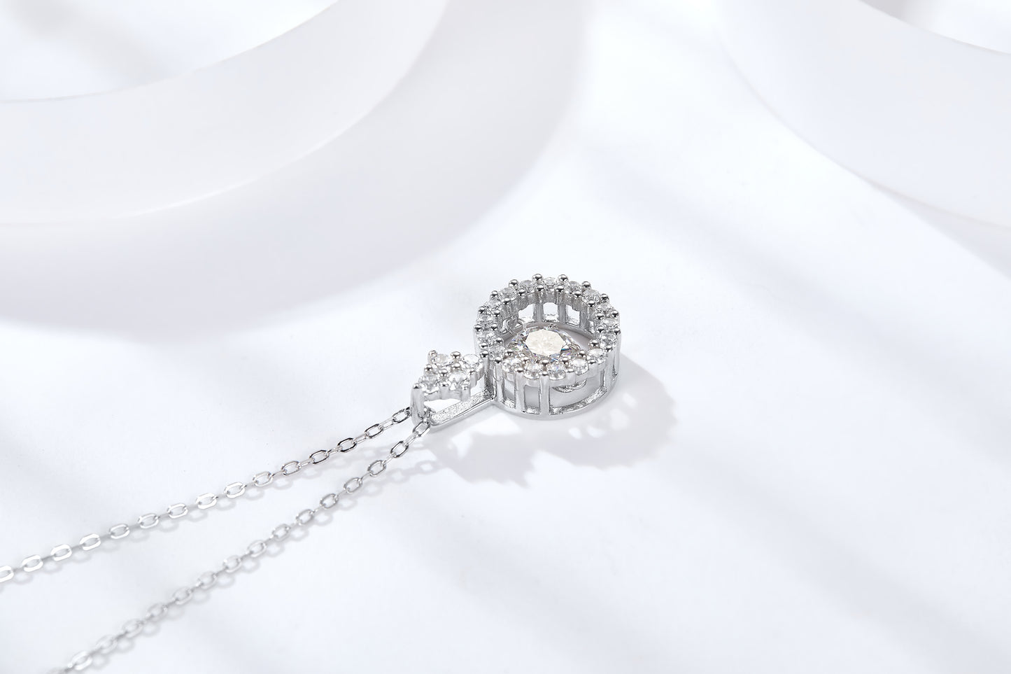 "FN-0038 1CT Round Brilliant Cut Moissanite Necklace/ 925 Sterling Silver/ D Color Ideal Cut/ VVS1 Clarity/Best Anniversary Gift/ Suits Every Occasion"