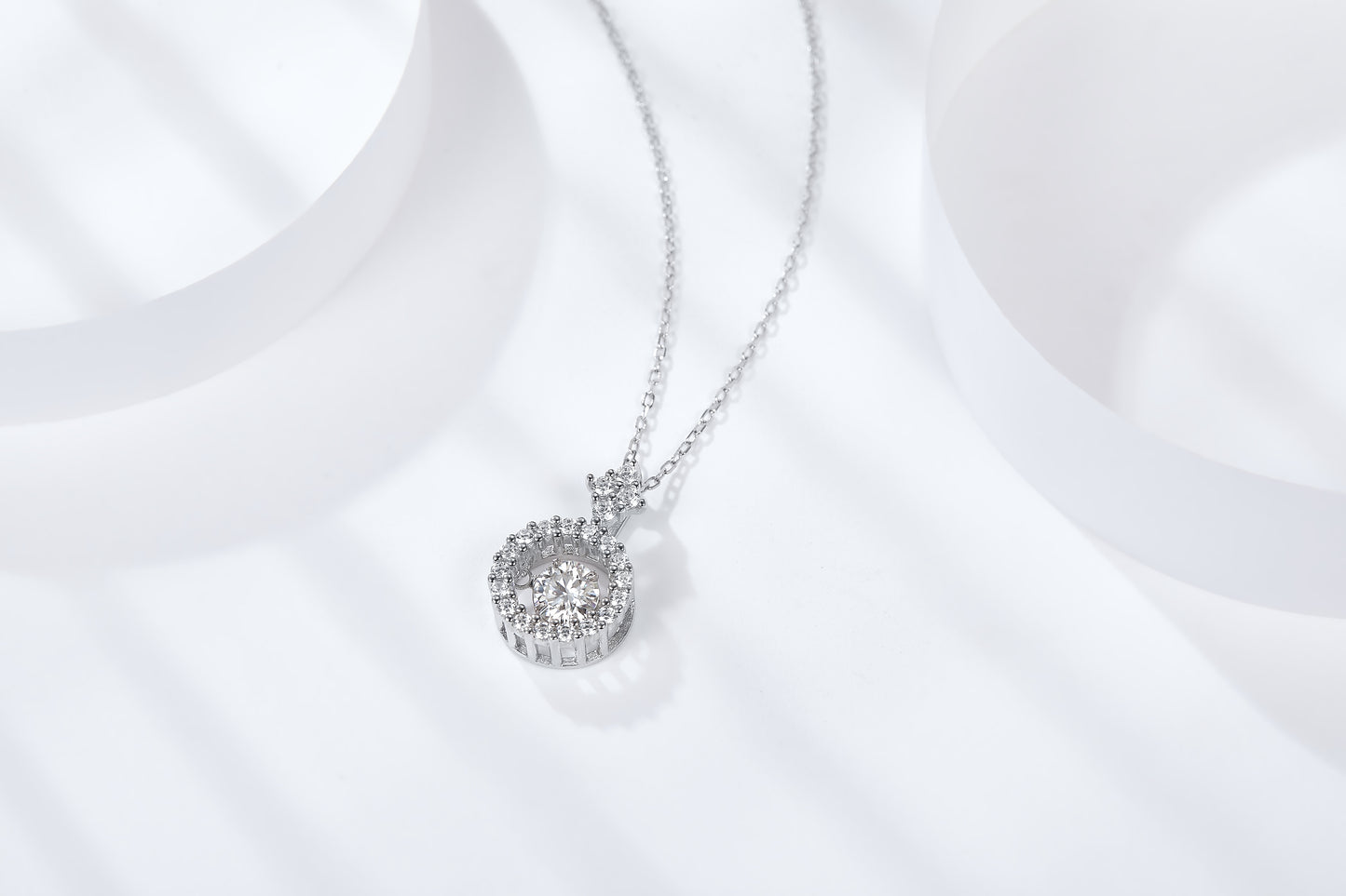 "FN-0038 1CT Round Brilliant Cut Moissanite Necklace/ 925 Sterling Silver/ D Color Ideal Cut/ VVS1 Clarity/Best Anniversary Gift/ Suits Every Occasion"
