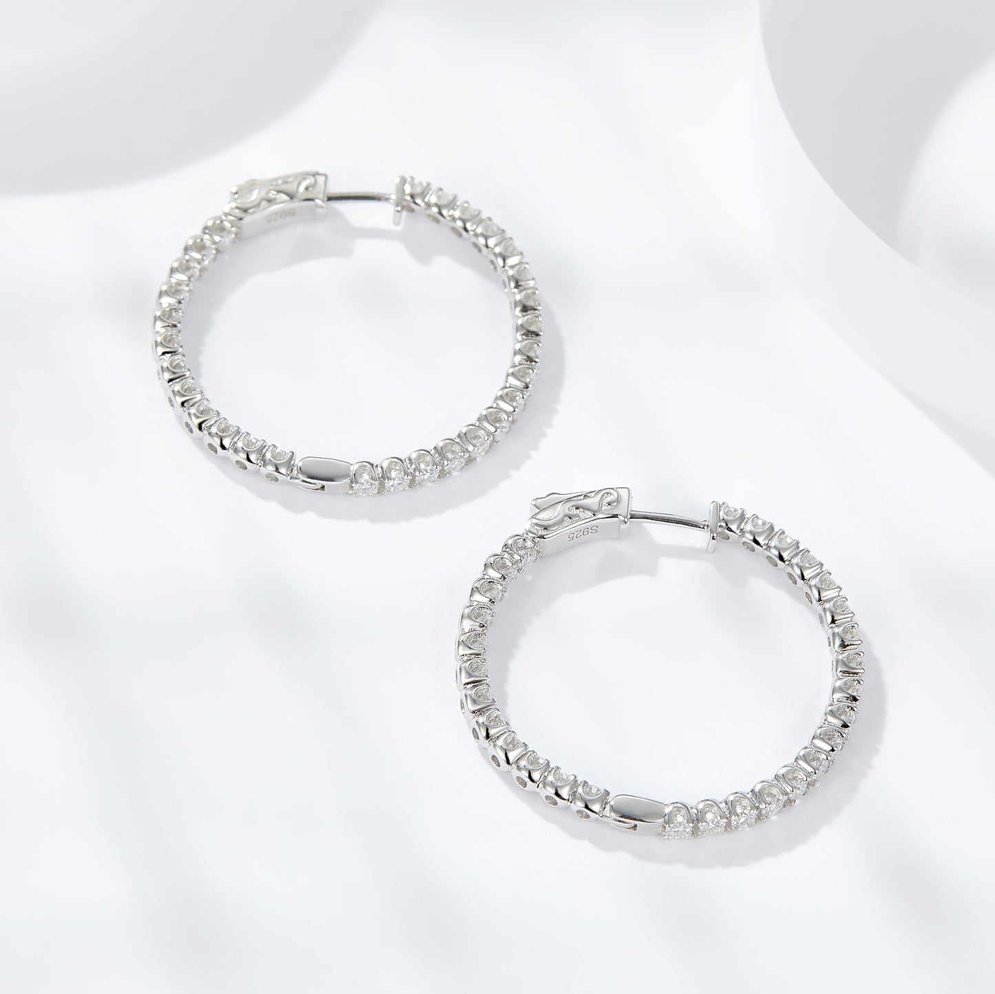 "FE-0008 1.56 CT Moissanite Huggie Hoop Earrings/ 925 Sterling Silver/ D Color Ideal Cut/ VVS1 Clarity/Best Anniversary Gift/ Suits Every Occasion "