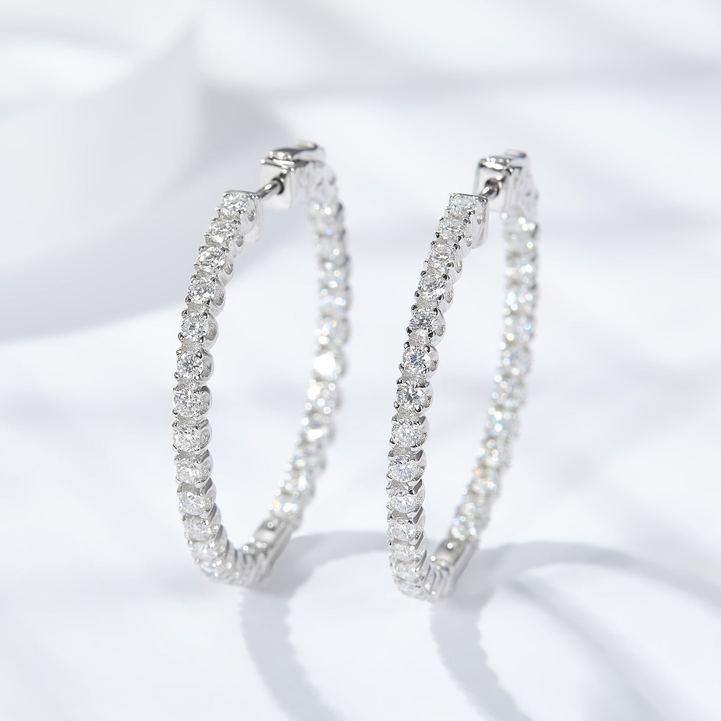 "FE-0008 1.56 CT Moissanite Huggie Hoop Earrings/ 925 Sterling Silver/ D Color Ideal Cut/ VVS1 Clarity/Best Anniversary Gift/ Suits Every Occasion "
